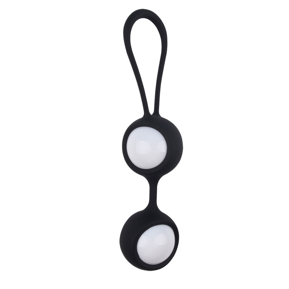 Ben Wa Balls พร้อมสายรัดซิลิโคนและลูกบอลกลิ้งสำหรับ Kegel Exercise Black